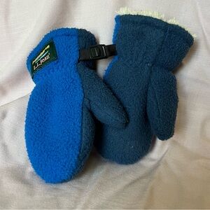 L.L. Bean Toddler Mountain Classic Blue Fleece Mitten Set | Size 12-24 Months